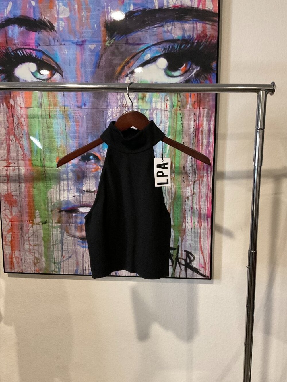 LPA Turtleneck Crop Top Black Small NWT High Neck Halter